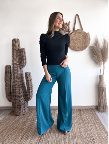 Pantalon Laura verde petroleo