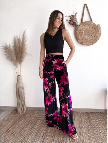 Pantalon palazzo velvet flor