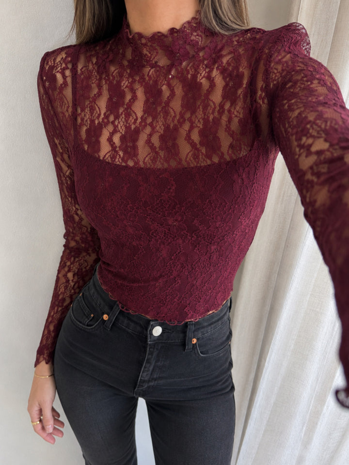 Top encaje cuello alto