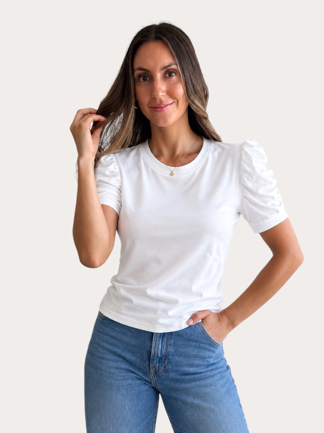 Polera manga abollonada Tita