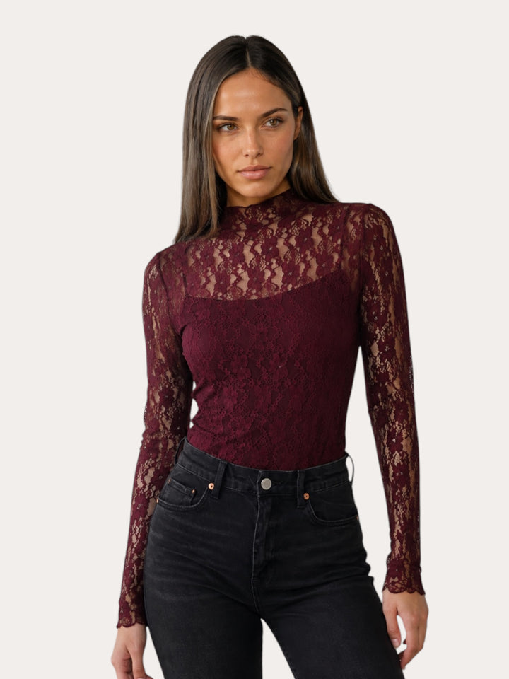 Top encaje cuello alto