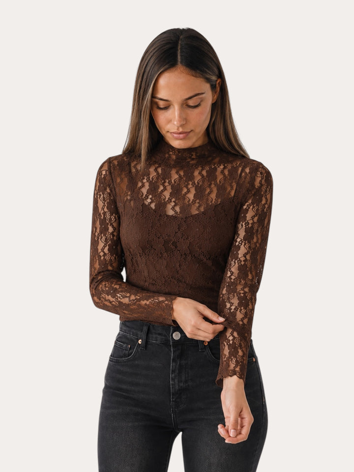 Top encaje cuello alto