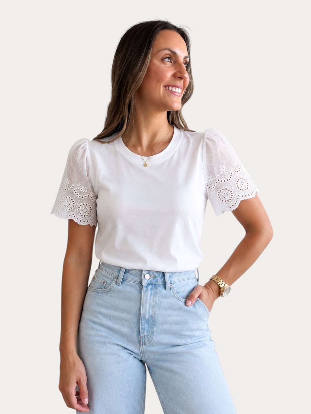 Polera manga broderie Nona