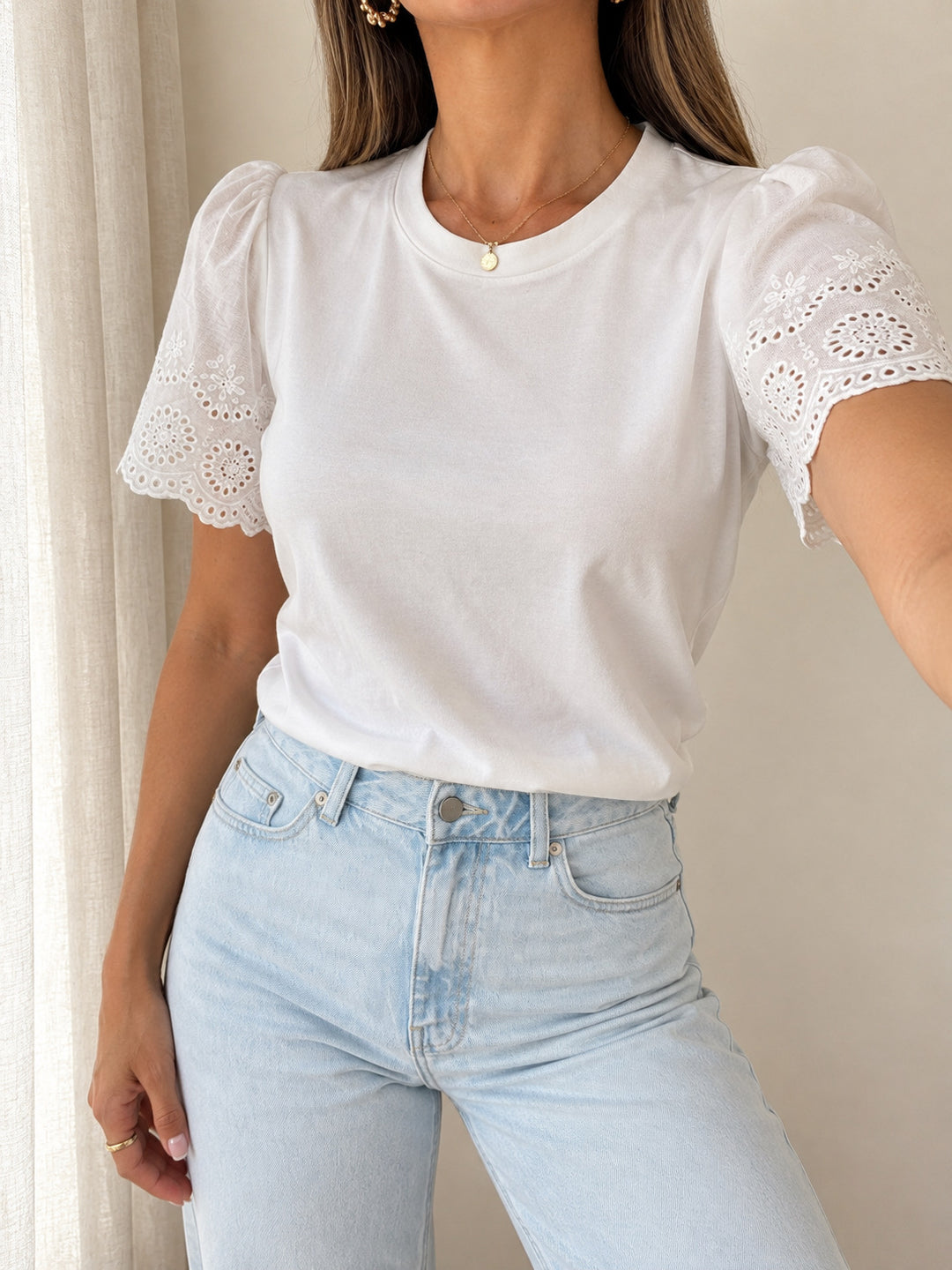 Polera manga broderie Nona